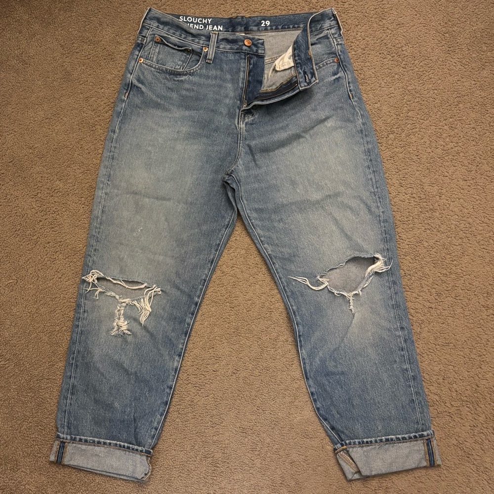 J Crew Slouchy Boyfriend Ripped Jeans